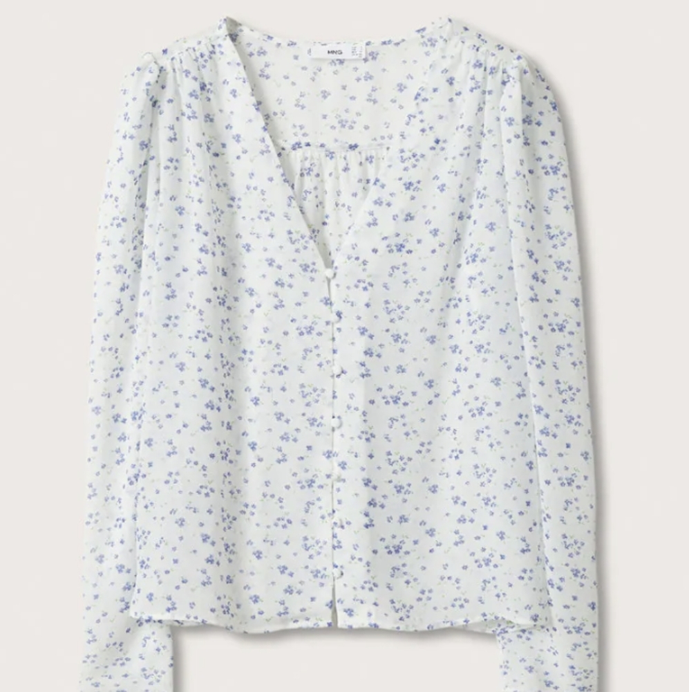 Mango outlet Printed puff sleeve blouse